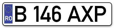 Placuta inmatriculare numar auto  B-146-AXP, B 146 AXP, B146AXP