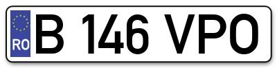 Placuta inmatriculare numar auto  B-146-VPO, B 146 VPO, B146VPO