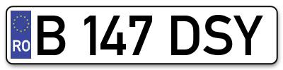 Placuta inmatriculare numar auto  B-147-DSY, B 147 DSY, B147DSY