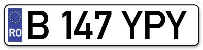 Placuta inmatriculare numar auto  B-147-YPY, B 147 YPY, B147YPY