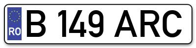 Placuta inmatriculare numar auto  B-149-ARC, B 149 ARC, B149ARC