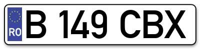 Placuta inmatriculare numar auto  B-149-CBX, B 149 CBX, B149CBX