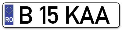 Placuta inmatriculare numar auto  B-15-KAA, B 15 KAA, B15KAA
