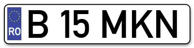 Placuta inmatriculare numar auto  B-15-MKN, B 15 MKN, B15MKN