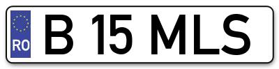 Placuta inmatriculare numar auto  B-15-MLS, B 15 MLS, B15MLS