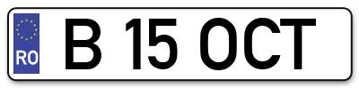 Placuta inmatriculare numar auto  B-15-OCT, B 15 OCT, B15OCT