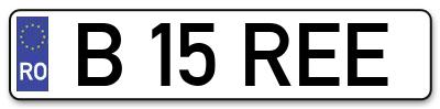 Placuta inmatriculare numar auto  B-15-REE, B 15 REE, B15REE