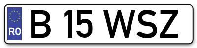 Placuta inmatriculare numar auto  B-15-WSZ, B 15 WSZ, B15WSZ