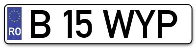 Placuta inmatriculare numar auto  B-15-WYP, B 15 WYP, B15WYP
