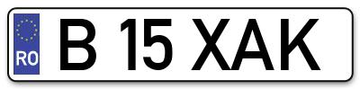 Placuta inmatriculare numar auto  B-15-XAK, B 15 XAK, B15XAK