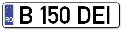 Placuta inmatriculare numar auto  B-150-DEI, B 150 DEI, B150DEI