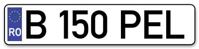 Placuta inmatriculare numar auto  B-150-PEL, B 150 PEL, B150PEL