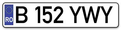 Placuta inmatriculare numar auto  B-152-YWY, B 152 YWY, B152YWY