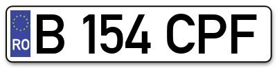 Placuta inmatriculare numar auto  B-154-CPF, B 154 CPF, B154CPF