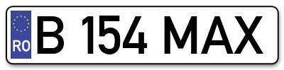 Placuta inmatriculare numar auto  B-154-MAX, B 154 MAX, B154MAX