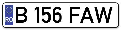 Placuta inmatriculare numar auto  B-156-FAW, B 156 FAW, B156FAW