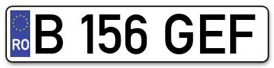 Placuta inmatriculare numar auto  B-156-GEF, B 156 GEF, B156GEF