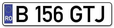 Placuta inmatriculare numar auto  B-156-GTJ, B 156 GTJ, B156GTJ