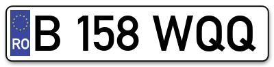 Placuta inmatriculare numar auto  B-158-WQQ, B 158 WQQ, B158WQQ