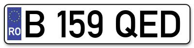 Placuta inmatriculare numar auto  B-159-QED, B 159 QED, B159QED