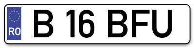 Placuta inmatriculare numar auto  B-16-BFU, B 16 BFU, B16BFU