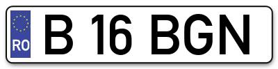 Placuta inmatriculare numar auto  B-16-BGN, B 16 BGN, B16BGN