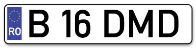 Placuta inmatriculare numar auto  B-16-DMD, B 16 DMD, B16DMD