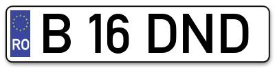 Placuta inmatriculare numar auto  B-16-DND, B 16 DND, B16DND