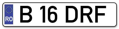 Placuta inmatriculare numar auto  B-16-DRF, B 16 DRF, B16DRF