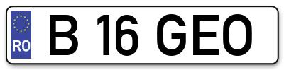 Placuta inmatriculare numar auto  B-16-GEO, B 16 GEO, B16GEO