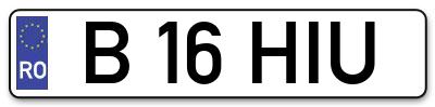 Placuta inmatriculare numar auto  B-16-HIU, B 16 HIU, B16HIU