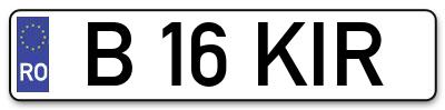 Placuta inmatriculare numar auto  B-16-KIR, B 16 KIR, B16KIR