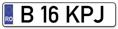 Placuta inmatriculare numar auto  B-16-KPJ, B 16 KPJ, B16KPJ