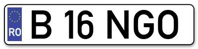 Placuta inmatriculare numar auto  B-16-NGO, B 16 NGO, B16NGO