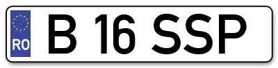 Placuta inmatriculare numar auto  B-16-SSP, B 16 SSP, B16SSP