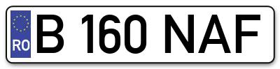 Placuta inmatriculare numar auto  B-160-NAF, B 160 NAF, B160NAF