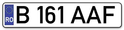 Placuta inmatriculare numar auto  B-161-AAF, B 161 AAF, B161AAF