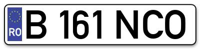 Placuta inmatriculare numar auto  B-161-NCO, B 161 NCO, B161NCO