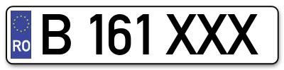 Placuta inmatriculare numar auto  B-161-XXX, B 161 XXX, B161XXX