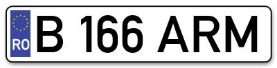 Placuta inmatriculare numar auto  B-166-ARM, B 166 ARM, B166ARM