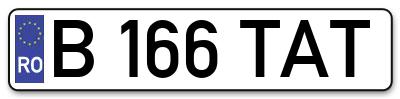 Placuta inmatriculare numar auto  B-166-TAT, B 166 TAT, B166TAT