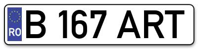 Placuta inmatriculare numar auto  B-167-ART, B 167 ART, B167ART