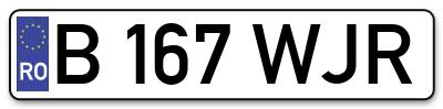Placuta inmatriculare numar auto  B-167-WJR, B 167 WJR, B167WJR