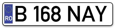 Placuta inmatriculare numar auto  B-168-NAY, B 168 NAY, B168NAY