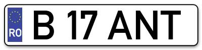 Placuta inmatriculare numar auto  B-17-ANT, B 17 ANT, B17ANT
