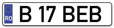 Placuta inmatriculare numar auto  B-17-BEB, B 17 BEB, B17BEB