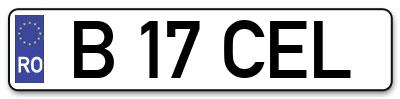 Placuta inmatriculare numar auto  B-17-CEL, B 17 CEL, B17CEL