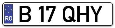 Placuta inmatriculare numar auto  B-17-QHY, B 17 QHY, B17QHY