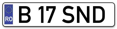 Placuta inmatriculare numar auto  B-17-SND, B 17 SND, B17SND