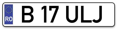 Placuta inmatriculare numar auto  B-17-ULJ, B 17 ULJ, B17ULJ